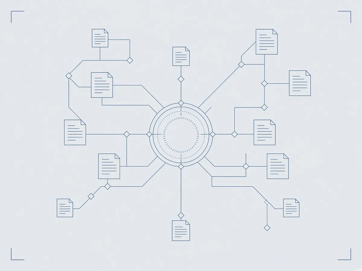 Diagram: candidate files connected through one central hub